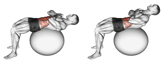 Crunch sur swiss ball Crunch sur swiss ball — exercice musculation