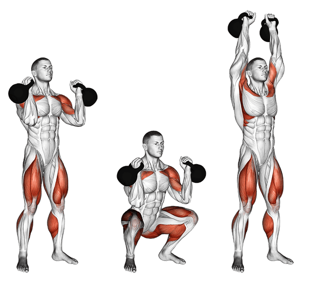 Kettlebell thruster Kettlebell thruster — exercice musculation