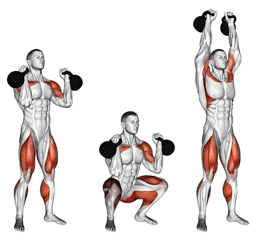 Kettlebell thruster Kettlebell thruster — illustration de l'exercice