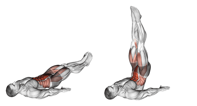 Relevés de jambes tendues au sol Relevés de jambes tendues au sol — exercice musculation