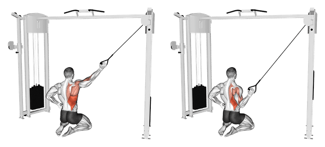 Tirage vertical unilatéral aux câbles dorsaux Tirage vertical unilatéral aux câbles dorsaux — exercice musculation