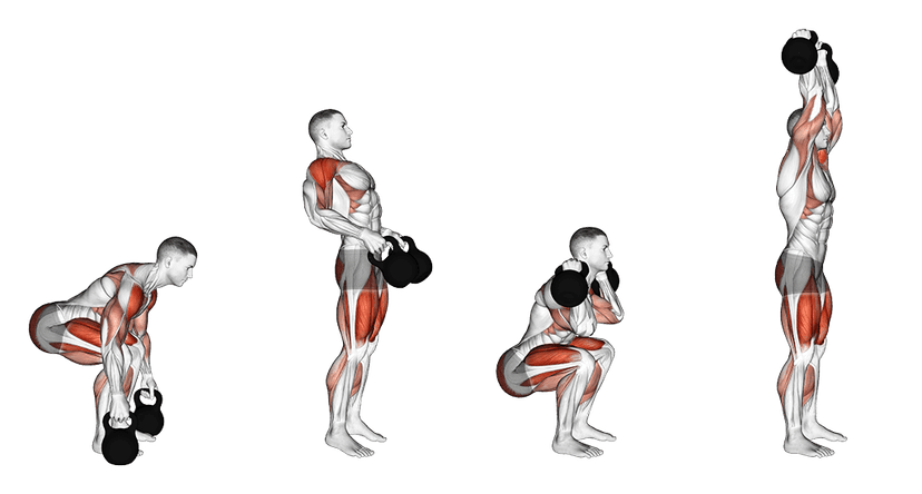 Kettlebell clean and press Kettlebell clean and press — illustration de l'exercice