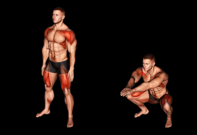 Air Squat (Bodyweight Squat) Air Squat (Bodyweight Squat) — illustration de l'exercice