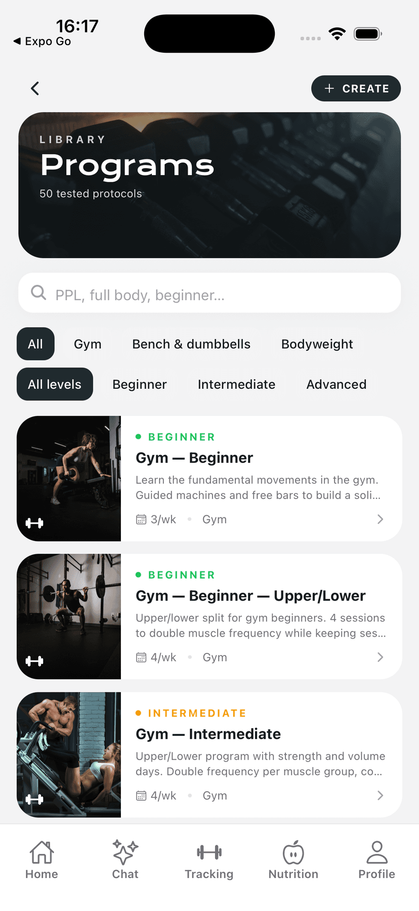 Program library: filters and cards